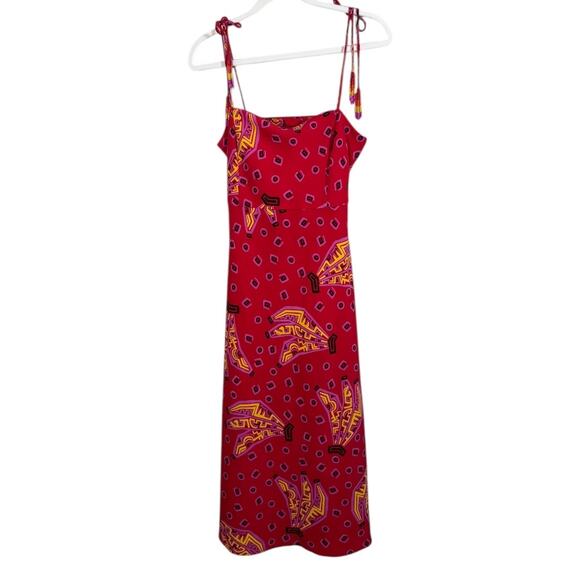 House of Harlow 1960 Women's Red Banana Print Spaghetti Strap Midi - Size S - Picture 1 of 7